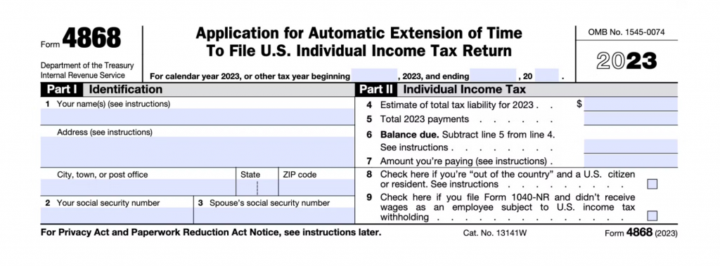 2023 Automatic Extension Form 4868