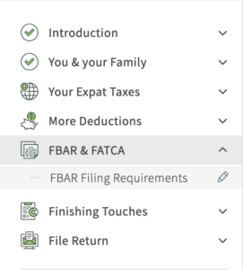 FBAR Filing Categories using MyExpatTaxes