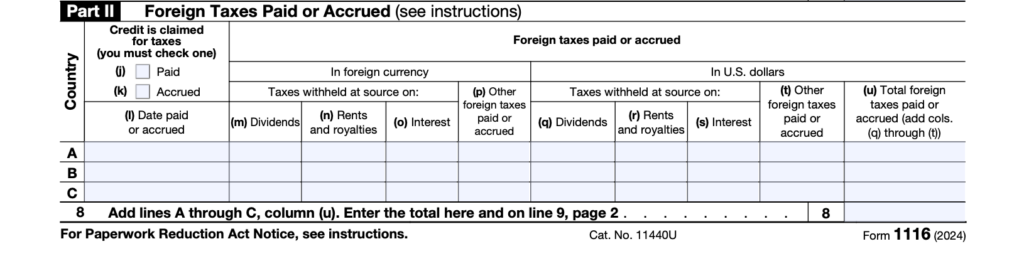  Part 2, Form 1116