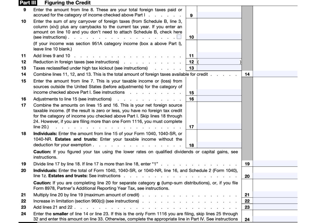 Part 3, Form 1116