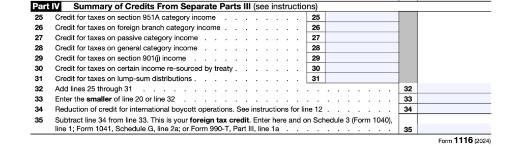 Part 4, Form 1116