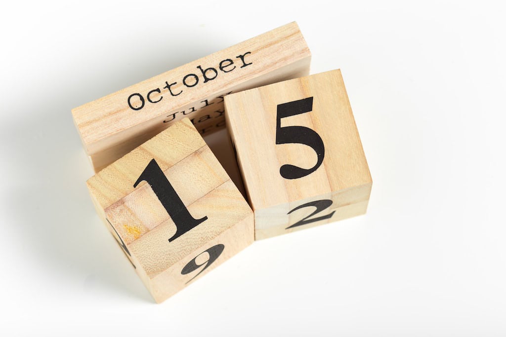 Wooden Cubes with the date October 15th on them